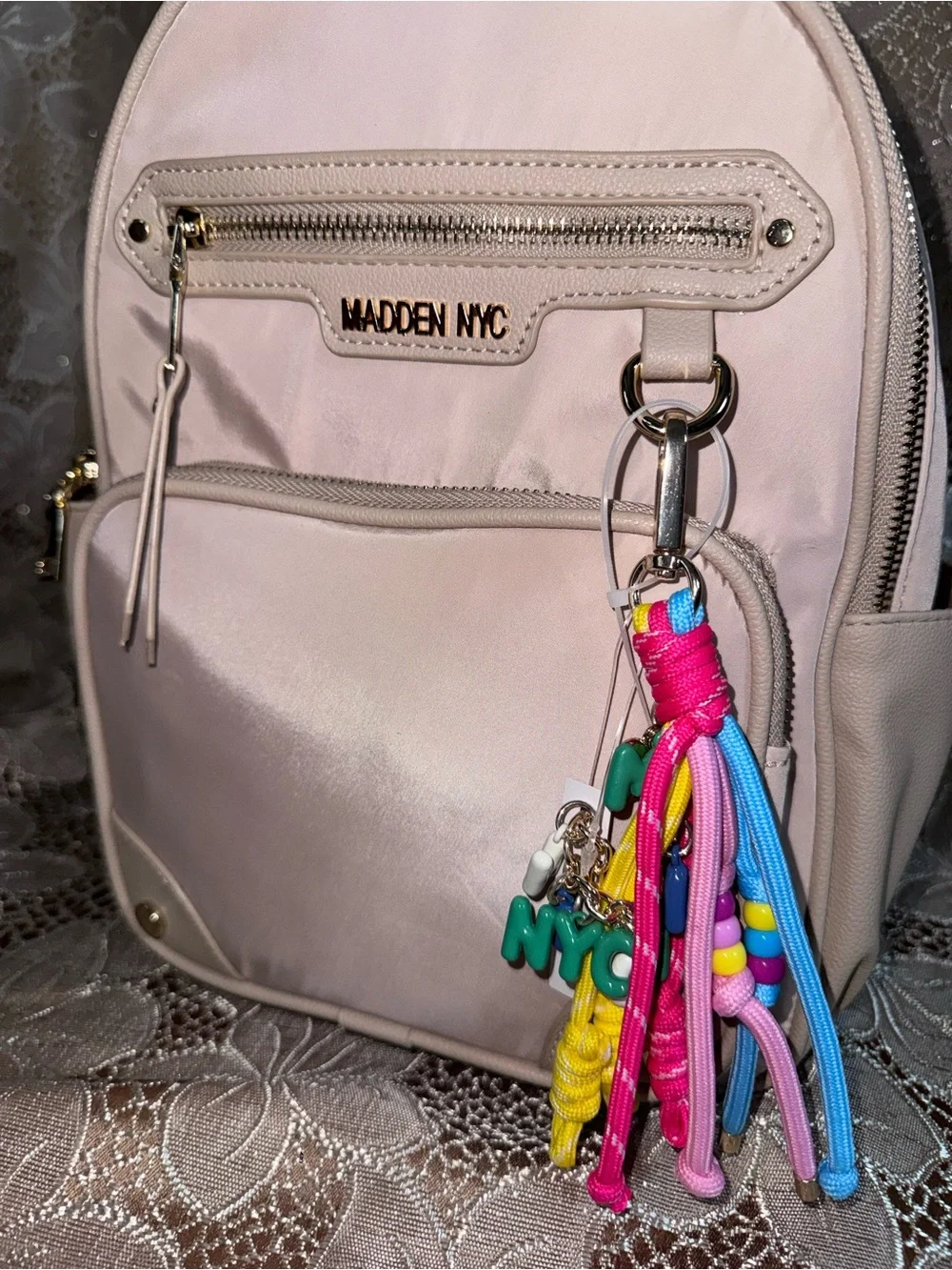 NWT Madden NYC Pink Dome Nylon Backpack